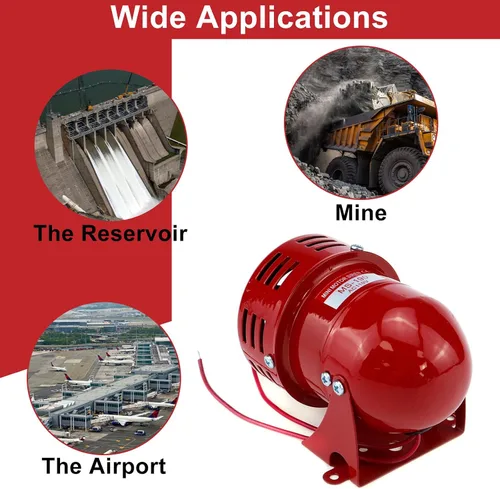 Miniatura 7 de Motor Siren Red - 1 unidad CA 110 V 114 dB, motor eléctrico industrial, sirena accionada por alarma, timbre de sonido para el hogar, industrias