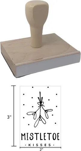 Miniatura 4 de Infusion Sello de goma de muérdago besos, sello de madera de 3 x 2 pulgadas