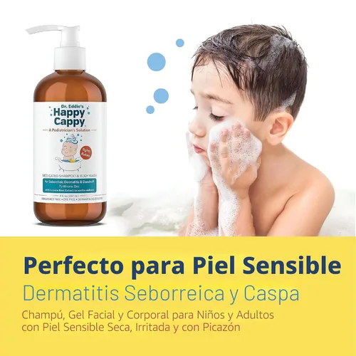 Miniatura 5 de Happy Cappy Champú medicado y gel de baño - Champú para caspa de bebé, ayuda a la tapa de la cuna y la dermatitis seborreica, reduce las escamas