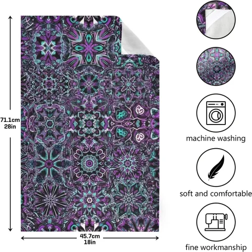 Miniatura 3 de GAIREG Juego de 4 toallas de cocina retro con mandala morada, 28 x 18 pulgadas, a granel, color morado