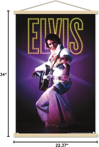 Miniatura 7 de Trends International Elvis Presley - Póster de pared de traje, 22.37 x 34.00 pulgadas, paquete de impresión premium y colgador de madera de haya