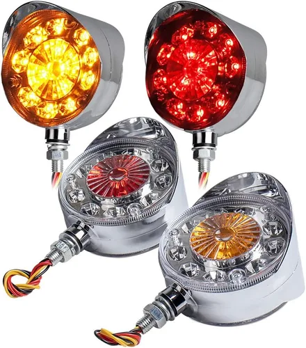 Miniatura 19 de Astra Depot 2 piezas de luz de cara doble de 3" redondas, 24 LED, color rojo, ámbar y blanco, para remolque de camión semi, tractor, vehículo largo