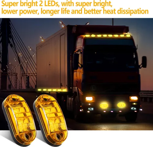Miniatura 6 de Tallew 10 luces LED de remolque de 2.5 pulgadas, 2 diodos, impermeables, LED, marcador lateral, señal ovalada, luces de circulación para camión
