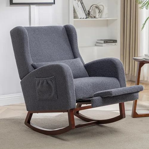 Miniatura 16 de HCHAIRH Rocking Chair Nursery, Nursery Rocking Chairs with Foot Rest, Comfy Glider Rocker Nursing Chair with Back Pillow for Nursing, Living Room
