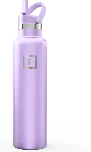 Miniatura 27 de IRON °FLASK Botellas de agua de campamento/senderismo, 3 tapas (estrecha con popote), sin fugas, aisladas al vacío, acero inoxidable de doble pared