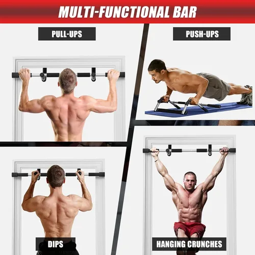Miniatura 4 de Barra de dominadas para puerta, barra de dominadas portátil para entrenamiento de fuerza, barra de entrenamiento de fitness corporal con acero