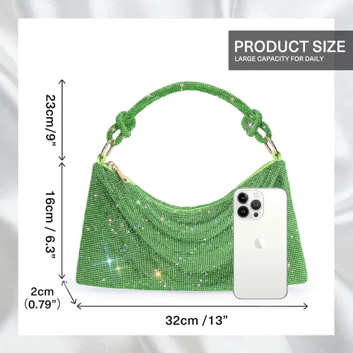 Miniatura 2 de WLLWOO WLLWOO Bolsos de mano con diamantes de imitación para mujer, bolsos de noche elegantes, bolsos cruzados brillantes para fiesta, club, boda