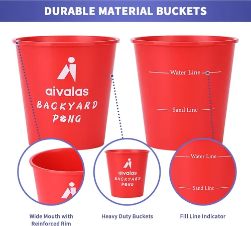 Miniatura 3 de Aivalas Yard Pong Outdoor Games, Giant Yard Games Set with 12 Buckets and Balls for Adults and Family, Toss Game Throwing Games for Beach, Camping