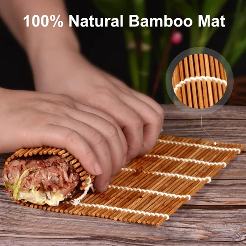 Miniatura 3 de MIUQILAIY Alfombrilla de bambú para sushi de 9.5"x9.5", rodillo para kimbap (2 PIEZAS)