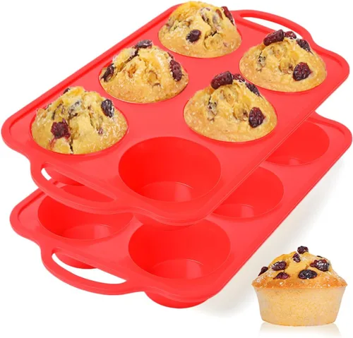 Miniatura 13 de CAKETIME Moldes de silicona para magdalenas para hornear, molde de tamaño regular para magdalenas, molde para hornear moldes de silicona