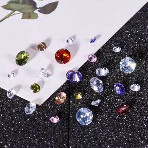 Miniatura 5 de Beadthoven - Mini cabujones de piedra de circonita cúbica con facetas puntiagudas y facetadas, cuentas de diamantes de circonita cúbica para hacer