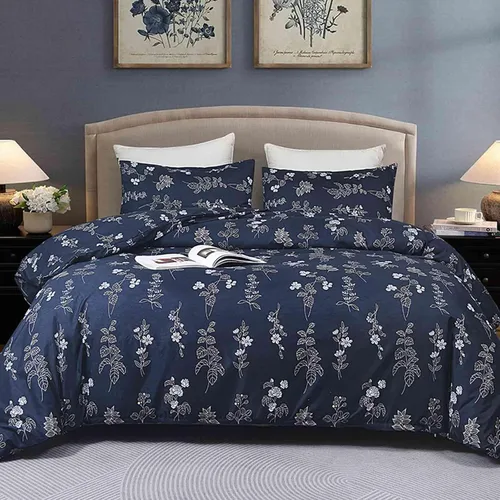 Miniatura 9 de Faincy Juego de edredón floral de tamaño individual, diseño de hojas de flores rosas y blancas, juego de cama alternativo reversible preppy, edredón