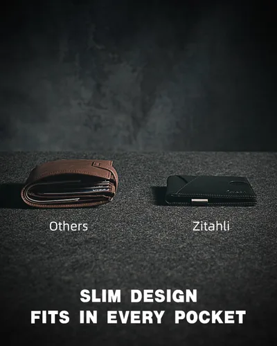 Miniatura 89 de Zitahli - Billeteras delgadas RFID para hombres, billetera de cuero flexible con clip de dinero, cartera minimalista con bolsillo frontal