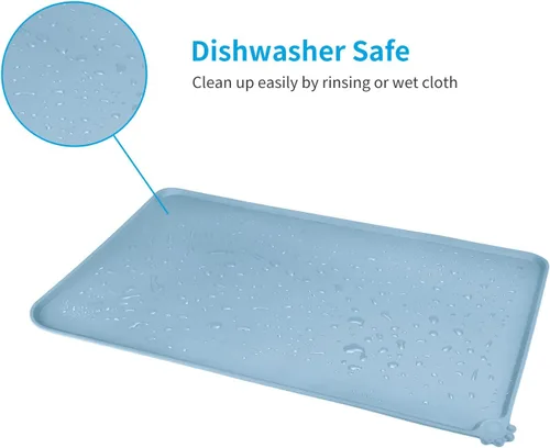 Miniatura 5 de AUDWUD - Tapete de silicona impermeable para alimentación de mascotas, antideslizante, tapete para tazón de perros para comida y agua Pizarra