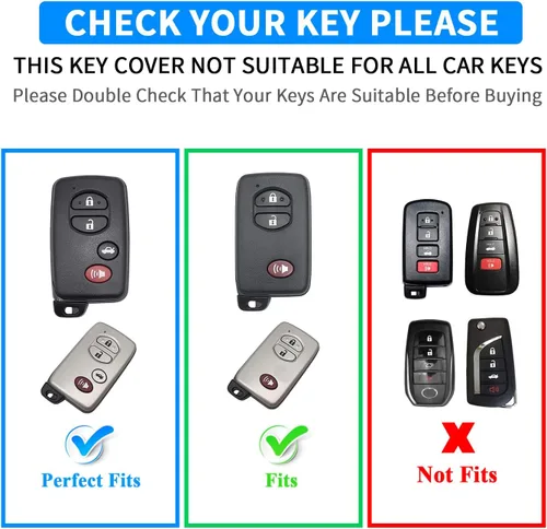 Miniatura 2 de QBUC Funda para llavero de Toyota con llavero, protección de funda para llave de automóvil para Toyota compatible con Camry Avalon Corolla