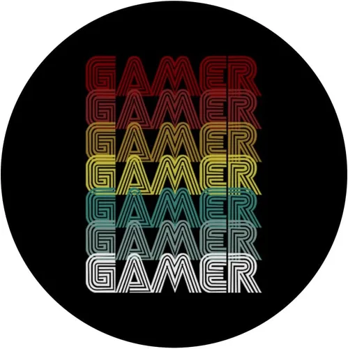 Miniatura 3 de Jugador de videojuegos retro de estilo antiguo de los años 70 para videojuegos, regalo PopSockets agarre y soporte para teléfonos y tabletas, Negro