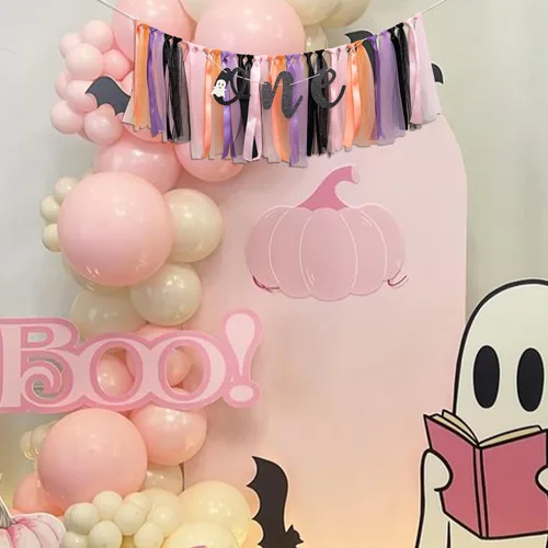 Miniatura 4 de Cartel espeluznante para silla alta de Halloween, suministros de decoración de fiesta de primer cumpleaños, guirnalda espeluznante con temática