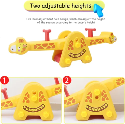 Miniatura 5 de Joyful Yellow Giraffe Teeter Totter Seesaw: diversión mecedora para dos niños pequeños o niños; juguetes para interiores y exteriores para niños