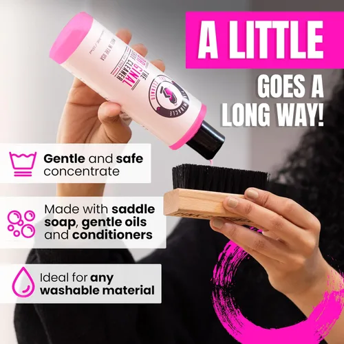 Miniatura 3 de Kit de Limpiador de Zapatos Pink Miracle con Botella y Cepillo para Limpiador de Tela para Cuero, Blancos, Ante y Zapatillas Deportivas de Nubuck