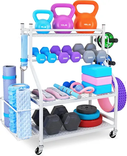 Miniatura 7 de Estante para mancuernas, estante de almacenamiento para esterilla de yoga, estante de peso para mancuernas, estante de almacenamiento de gimnasio