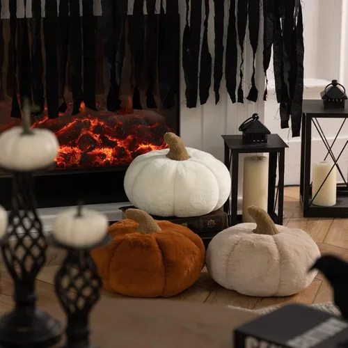 Miniatura 2 de Ashler - Almohadas de calabaza de Halloween, decoración de otoño, almohada con forma de calabaza, almohada de calabaza beige para decoración