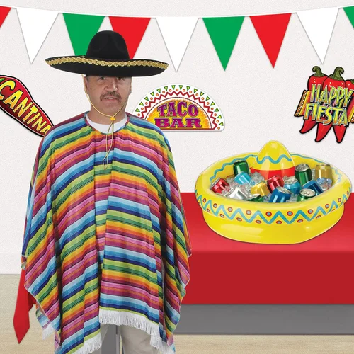 Miniatura 6 de Beistle Cinco De Mayo Mexican Fiesta Serape Poncho Accesorio de disfraz, talla única, multicolor, se adapta