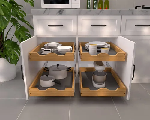 Miniatura 7 de OCG Cajones extraíbles para armarios de cocina de 14 pulgadas de ancho x 21 pulgadas de profundidad, estante de cajón de madera deslizante, estantes