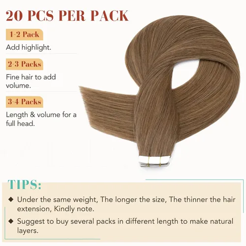 Miniatura 3 de Hairro Extensiones de cabello humano real con cinta adhesiva en trama de piel, extensiones de cabello humano enraizadas, sin costuras, invisible