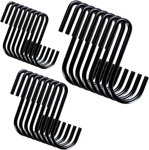 Miniatura 14 de YourGift Paquete de 6 ganchos en S extralargos y resistentes de 10 pulgadas para plantas colgantes, armario, flores, canastas, jardín, patio, Negro