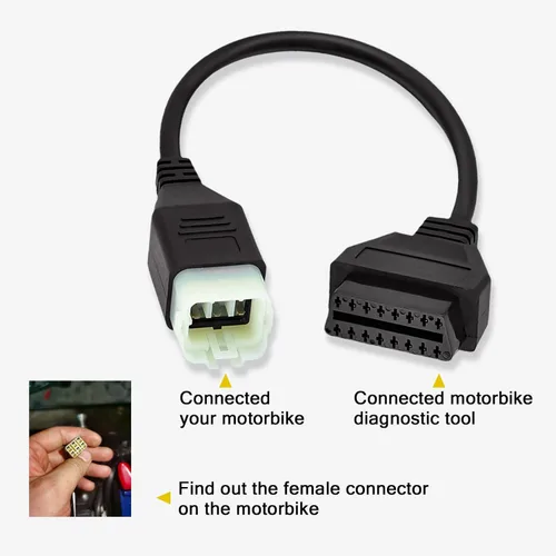 Miniatura 3 de Adaptador OBD2 para cable de diagnóstico de motocicleta KTM de 6 pines a 16 pines, apto para KTM Duke 125/200/690/990LC8/1190 RC8 programación ECU