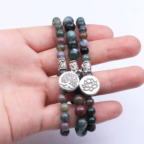 Miniatura 4 de UEUC 7 - Brazalete curativo de 7 chakras de hematita para mujer, juego de brazalete difusor con dije de flor de loto para yoga o reiki, brazalete