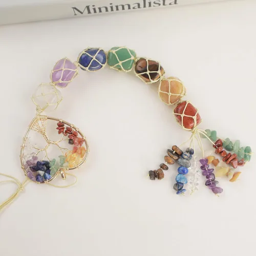 Miniatura 4 de Anjiucc Adornos colgantes de cristal hechos a mano para ventana de auto, 7 chakras, adorno para el hogar, yoga, meditación, decoración del coche