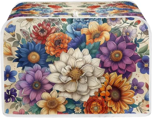 Miniatura 8 de Bulopur Cubierta de tostadora de 2 rebanadas de pintura de pájaros y flores, tostadora, panificadora, organizador de máquina, bolsa de protección