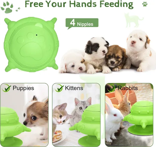 Miniatura 2 de Comedero para cachorros para varios cachorros, 4 tetinas, alimentador de leche para cachorros, estación de lactancia de silicona para cachorros, 8.1
