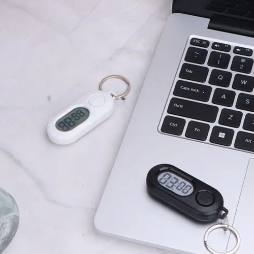 Miniatura 7 de Paquete de 2 llaveros temporizadores, temporizador digital de cuenta regresiva, reloj de contador de tiempo para deportes al aire libre con diseño
