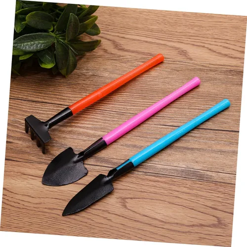 Miniatura 2 de Set of 3 Mini Garden Tools Compact Rake Shovel Trowel Durable Plastic Handles Ideal for Indoor Planting Bonsai Care