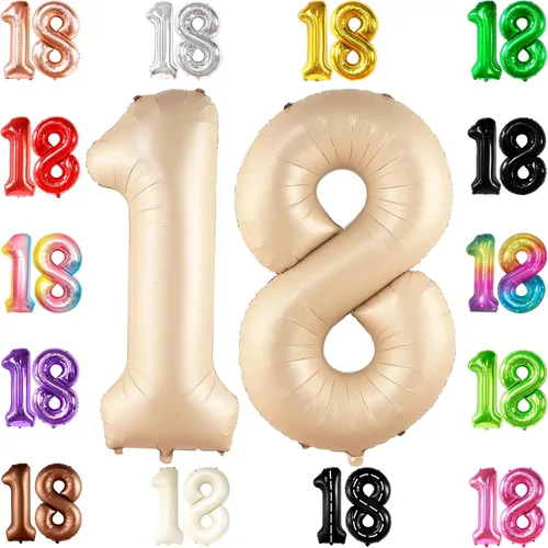 Miniatura 20 de KatchOn, Globo negro del número 18, gigante, 40 pulgadas, globo 18 para decoraciones de cumpleaños de 18 años para niños y niñas, decoraciones