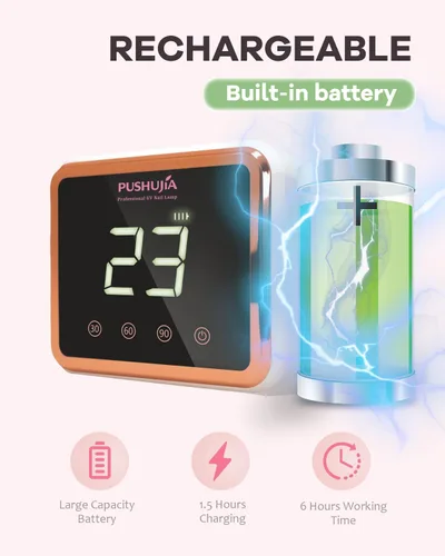 Miniatura 5 de Lámpara de uñas LED UV recargable profesional, secadora de uñas UV inalámbrica para esmalte de gel con 3 ajustes de temporizador (30/60/90s), sensor