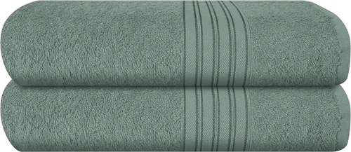Miniatura 19 de BOUTIQUO Juego de 2 toallas de baño 100% algodón de 28 x 55 pulgadas, toallas de baño grandes ecológicas, compactas, de secado rápido, ligeras, Rosa