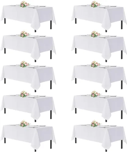 Miniatura 111 de sancua - Paquete de 2 manteles cuadrados de poliéster, de 54 x 54 pulgadas, resistentes a las manchas y a las arrugas, lavables, para mesas de Beige