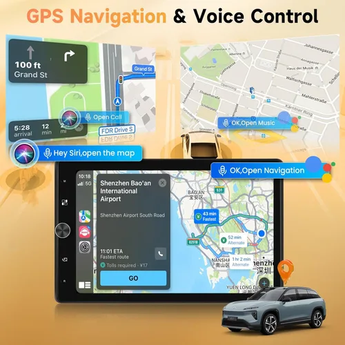 Miniatura 4 de Pantalla táctil giratoria de 10.4 pulgadas para coche, estéreo inalámbrico Carplay y Android Auto, radio Bluetooth para coche con SWC, enlace