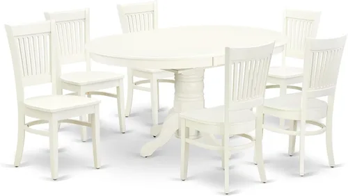 Miniatura 18 de East West Furniture AVVA5-LWH-C - Juego de mesa de comedor de 5 piezas, incluye una mesa de cocina ovalada con hojas de mariposa y 4 sillas