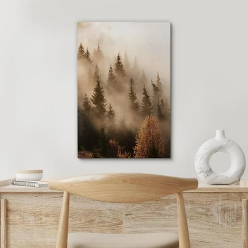 Miniatura 4 de SIGNFORD Lienzo impreso para pared, bosque brumoso, amanecer, bosques encantados y luz matutina, fotografía, realismo, decorativo, escénico