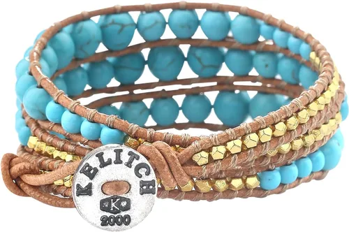 Miniatura 2 de KELITCH Skull 3 Wrap Leather Bracelet Punk Beaded Bracelets Stackable Gothic Bangle Bracelets