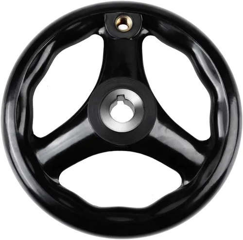 Miniatura 9 de Hilitand Rueda de mano 1 unids 0.472 * 4.921 in negro redondo 3 radios rueda de mano con mango giratorio para fresadora de torno