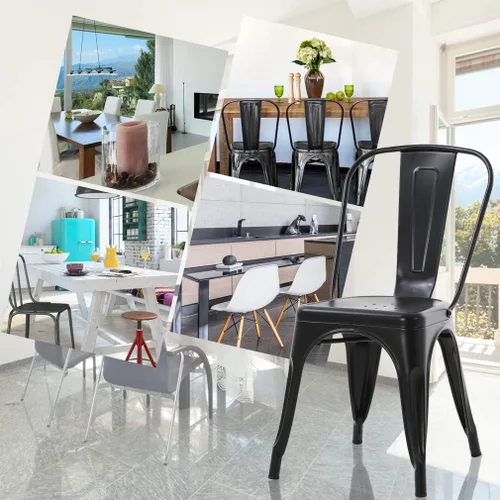 Miniatura 8 de Sillas de metal para interiores y exteriores, sillas laterales apilables para restaurante, bistró, cafetería, Tolix con respaldo, juego de 2, sillas