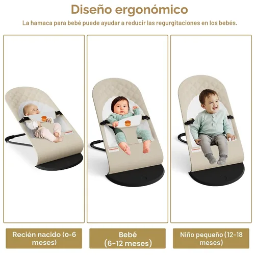 Miniatura 3 de Asiento Rebotador Portátil para Bebés para Infantes, 0-18 Meses, 3 Modos de Uso con Mecedora y Opciones Estacionarias, Silla Ergonómica