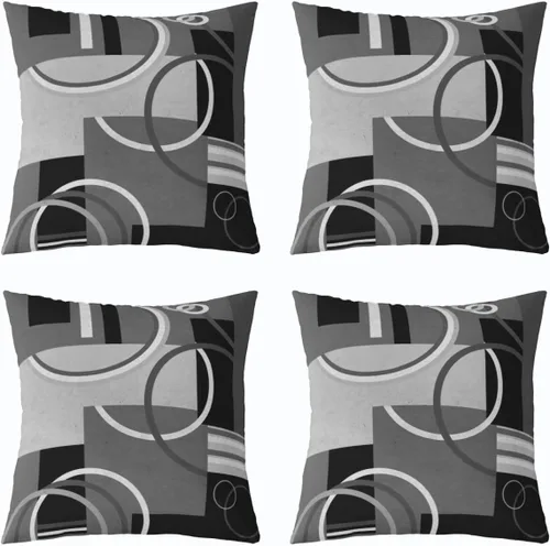 Miniatura 21 de Fundas de almohada geométricas modernas con rayas en rojo, marrón y negro, diseño retro de círculos y remolinos, juego de 4 fundas de almohada de 16