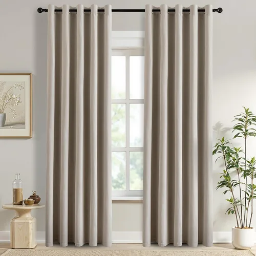 Miniatura 59 de DONREN Cortinas opacas de lino con aislamiento térmico de 52 x 95 pulgadas, cortinas de oscurecimiento de habitación con ojales para dormitorio