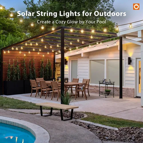 Miniatura 9 de addlon Cadena de luces solares para exteriores de 25 pies con alimentación solar, resistente al agua con control remoto, cadena de luces solares